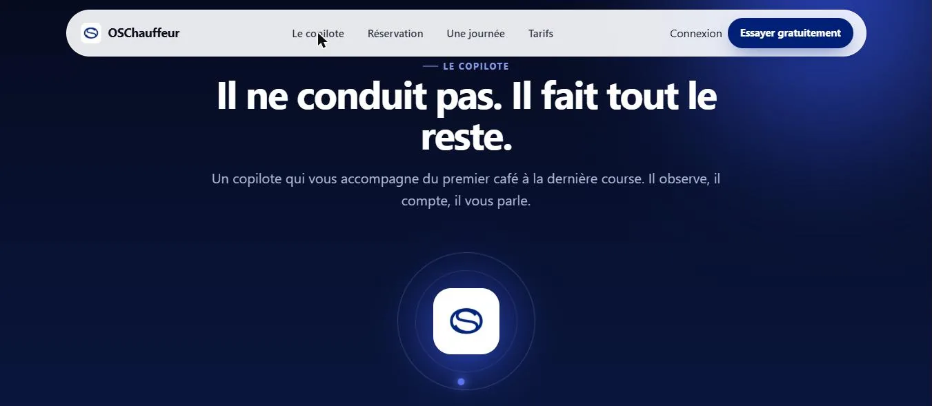 Capture d’écran du site OSChauffeur